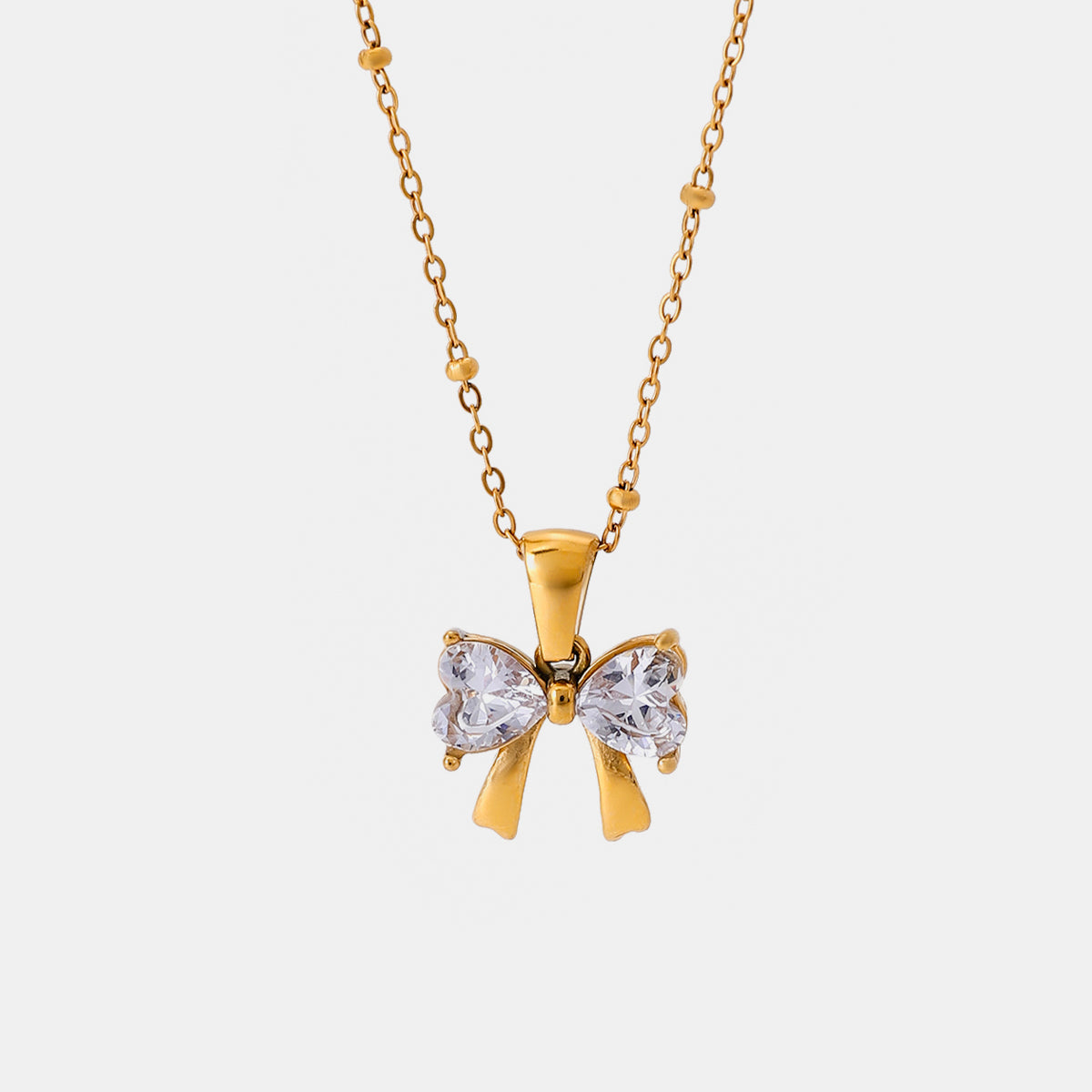 Inlaid Bow Fashion Necklace