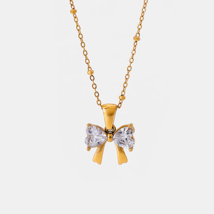 Inlaid Bow Fashion Necklace