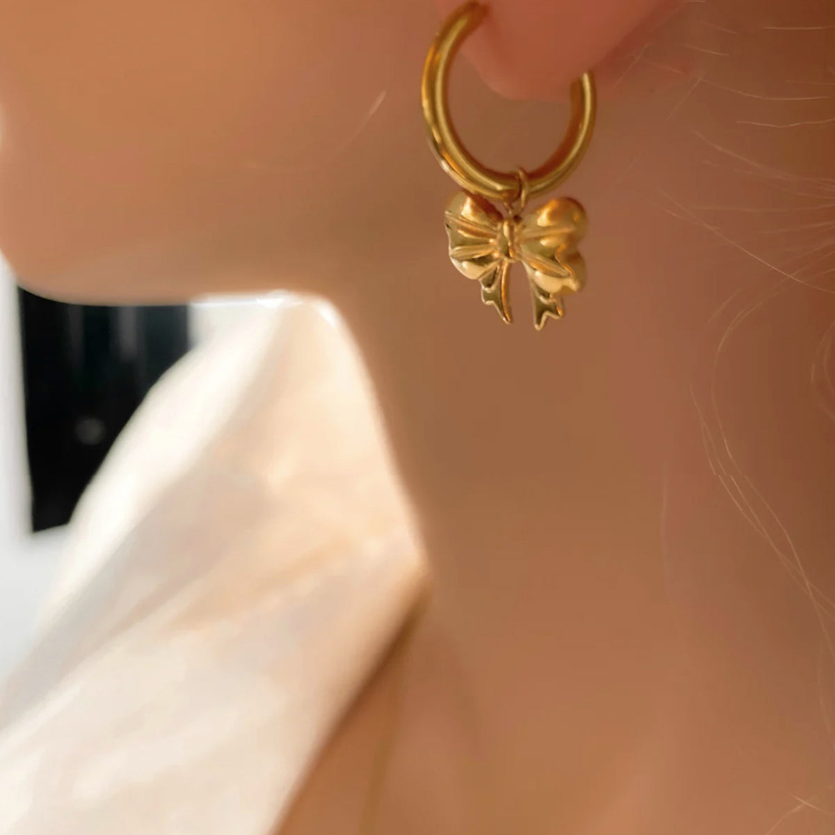 Golden Bow Fashion Earrings